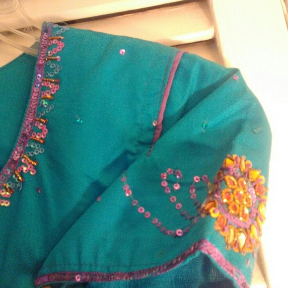 90% off Brand new turquoise and purple salwar kameez! - Picture 4 of 8