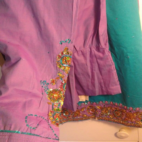 90% off Brand new turquoise and purple salwar kameez! - Picture 5 of 8