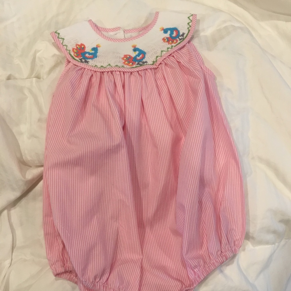 Peacock smocked bubble