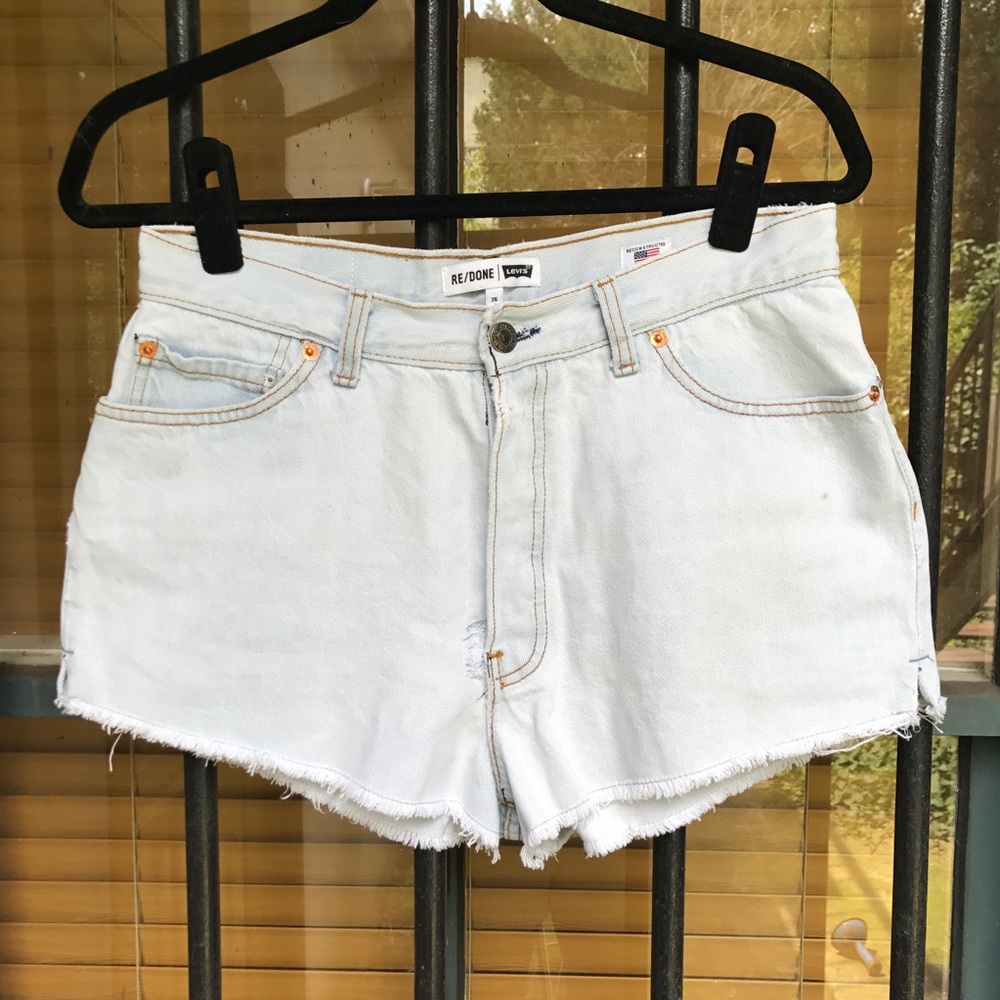 Re/Done White Denim shorts