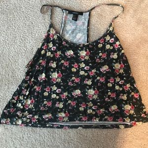 Forever21 black and flower print shirt