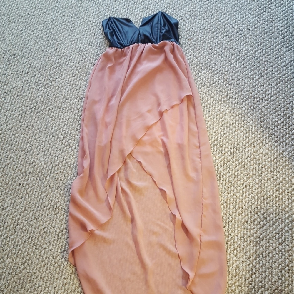 Leather top high low dress