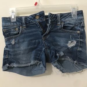 American Eagle Ripped jean shorts. Size 0