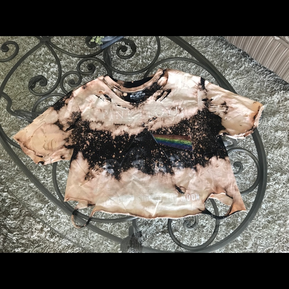 Custom Pink Floyd Distressed Acid Was Crop Top