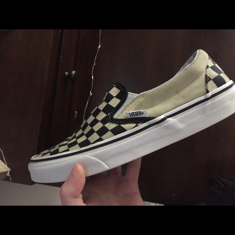 Checkered Vans Slip Ons