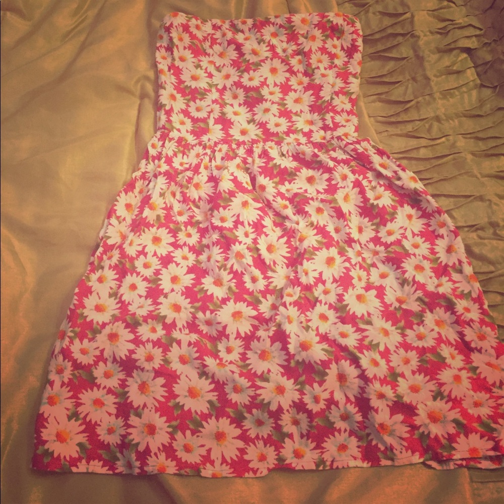 Hollister pink sunflower sun dress NWT