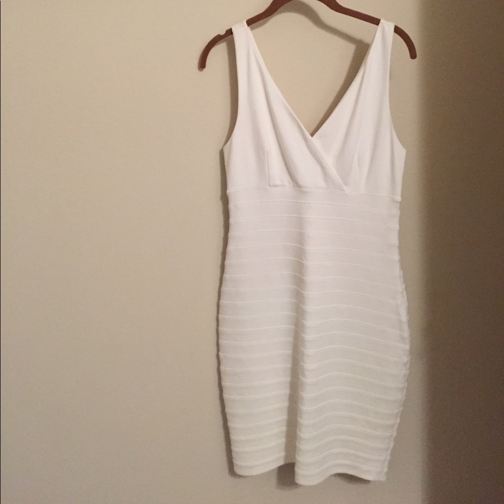 NEVER WORN: Express White Bandage V-Neck Dress