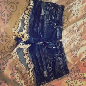 Dark wash jean shorts