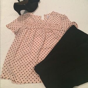 Blush pink and polka dotted top