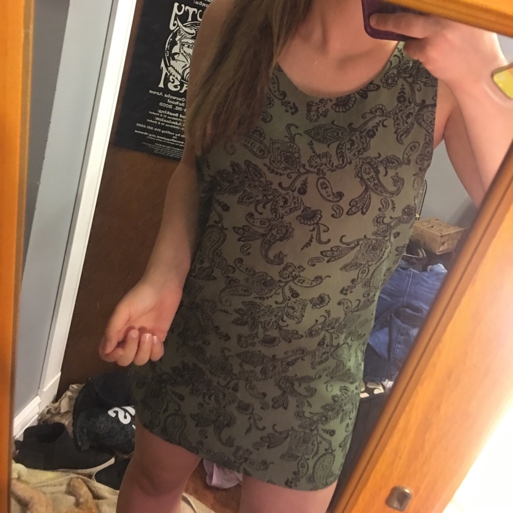 Paisley Green and Black Babydoll Dress