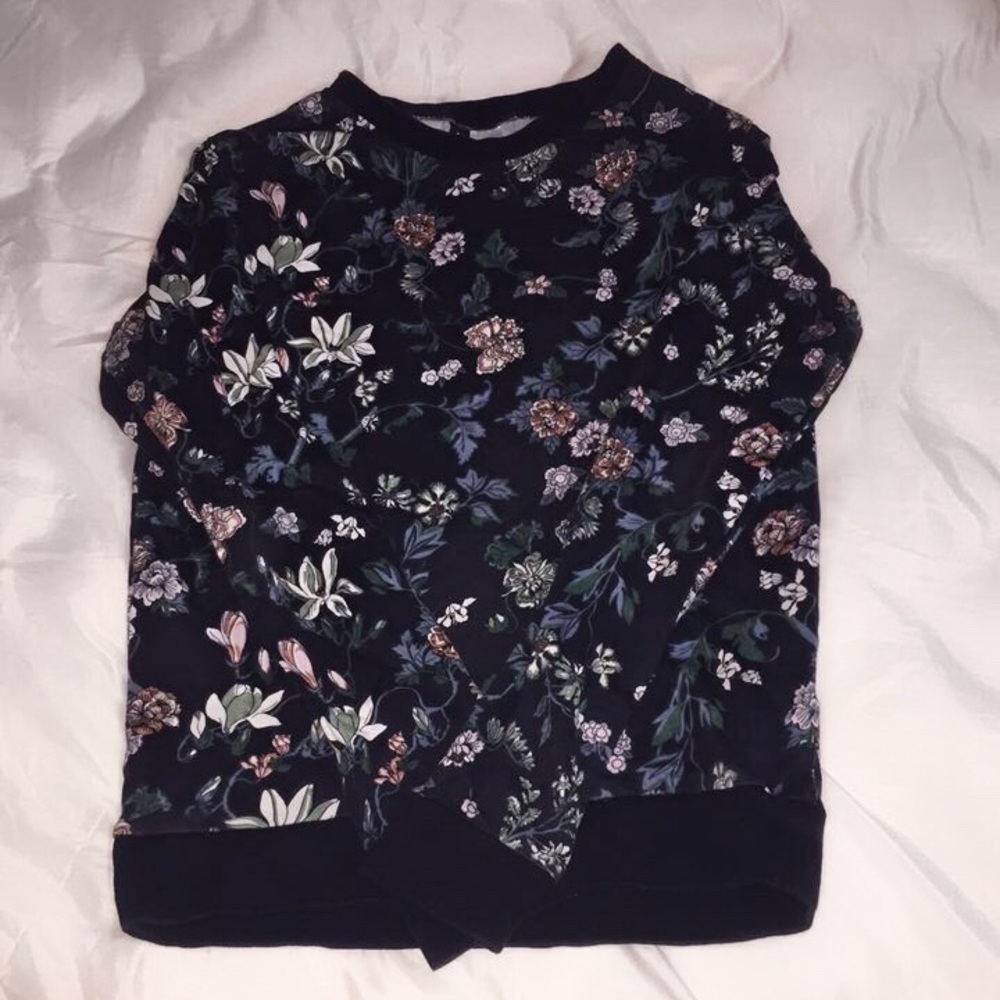 h&m blue floral sweatshirt / crewneck / pullover