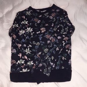 h&m blue floral sweatshirt / crewneck / pullover