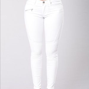 White Moto Jeans: Fashion Nova