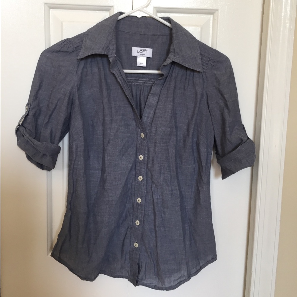Gray 3/4 sleeve button down