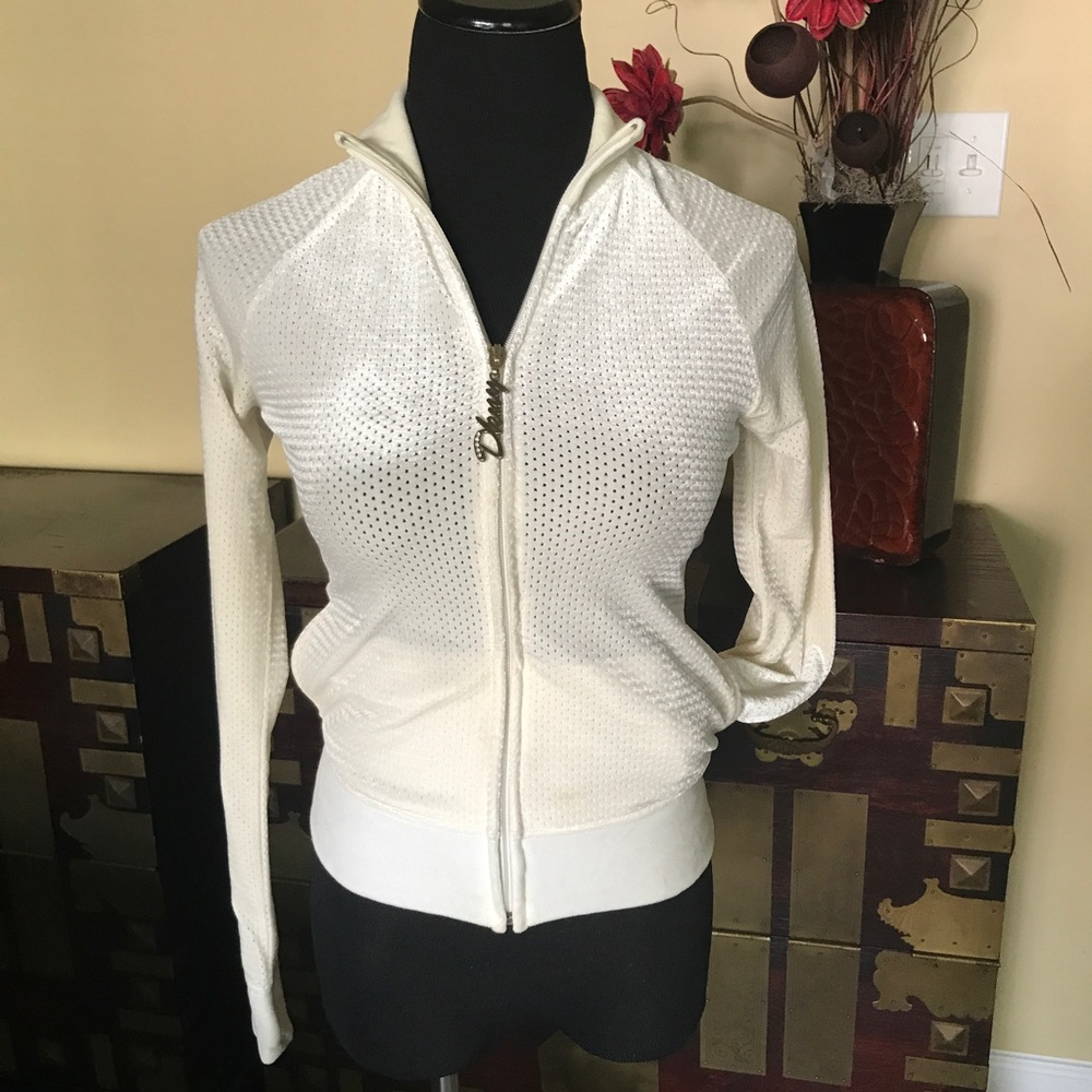 DKNY Velour Cream Track Jacket