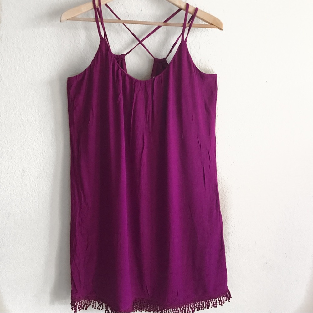 Maurices Purple berry  Crochet Trim Dress L