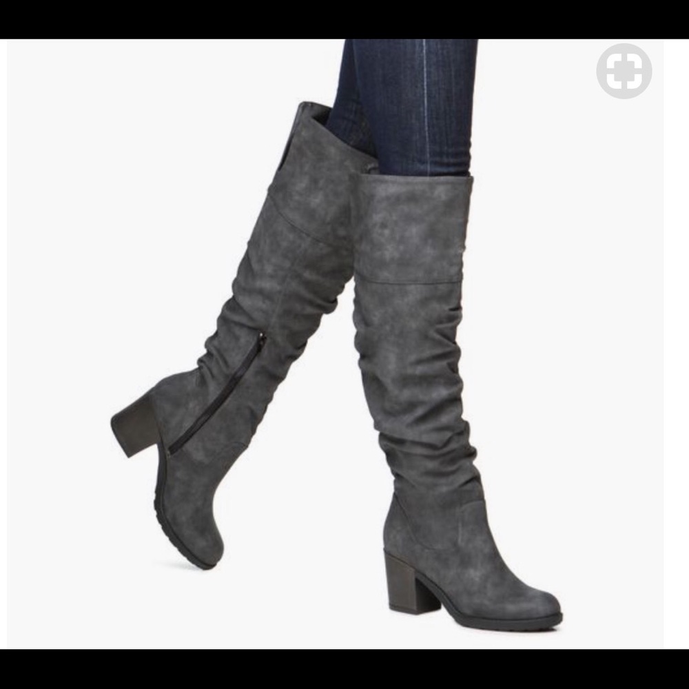 SOLD!!! Shoedazzle Charcoal thigh high boots
