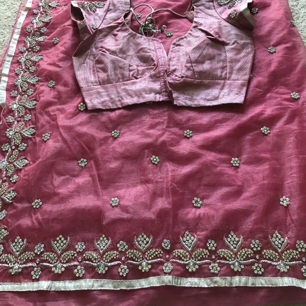 Beautiful net saree with stones