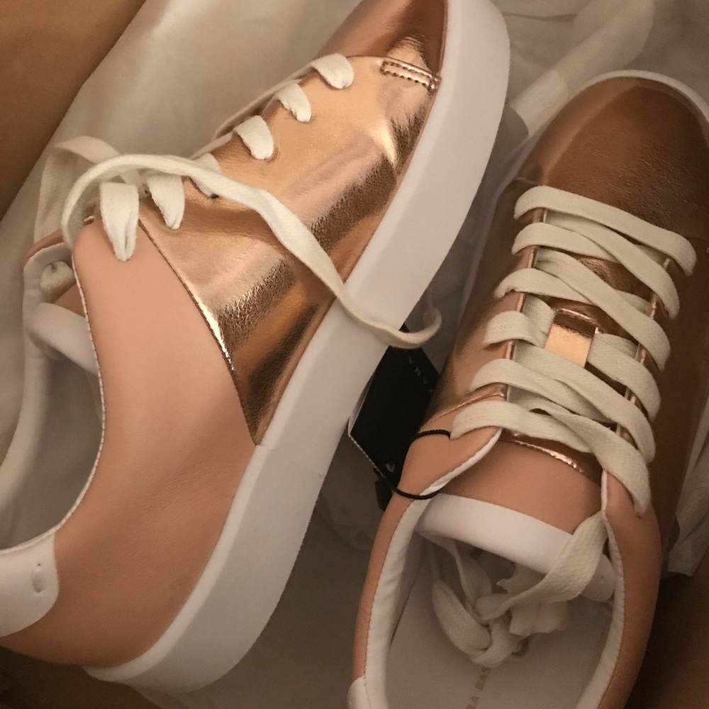 * ZARA WOMEN'S ROSE GOLD SNEAKERS! *