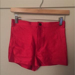American Apparel Red Disco Shorts
