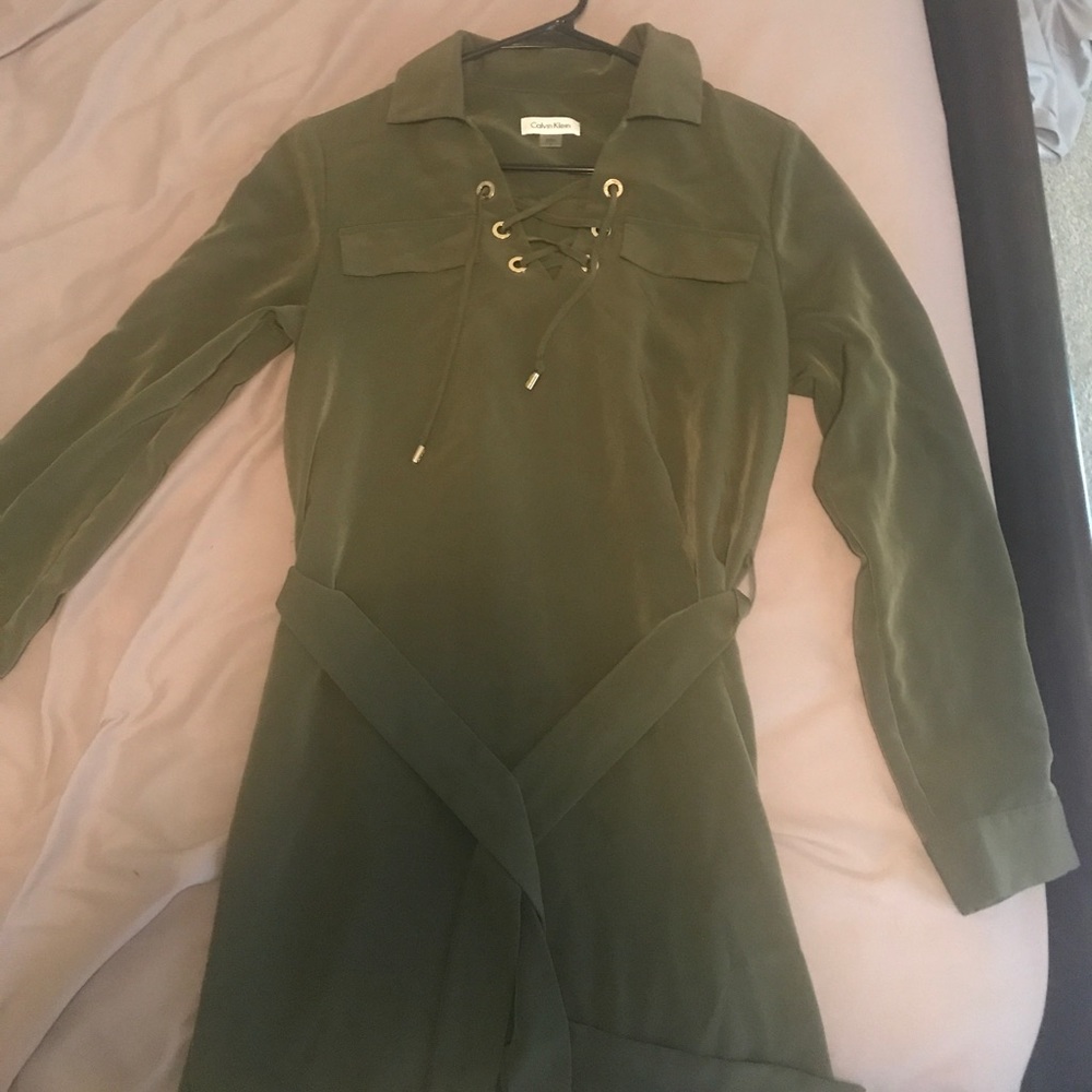 CALVIN KLEIN ARMY GREEN DRESS