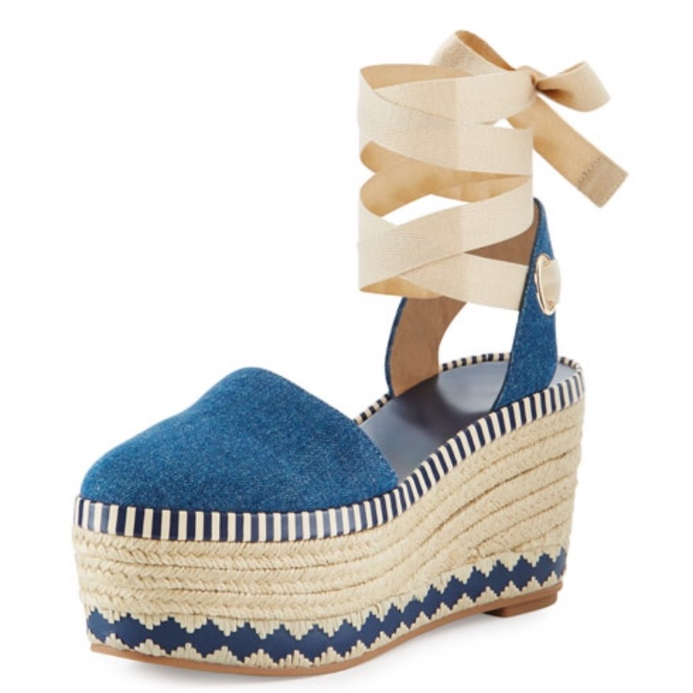 Tory Burch 'Dandy' denim espadrille wedge