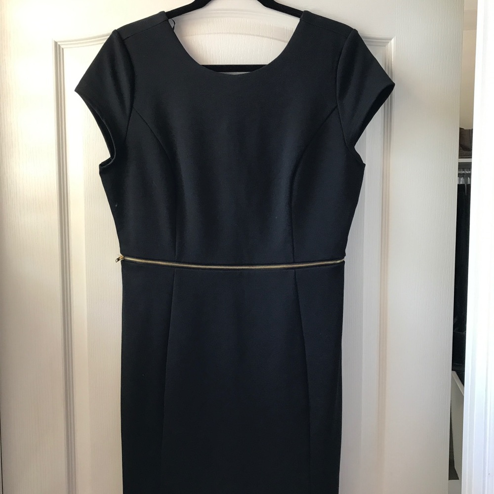 Black Mini Dress with Gold Zipper
