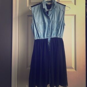 Denim lace dress
