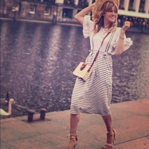 "Striped pinafore dress"