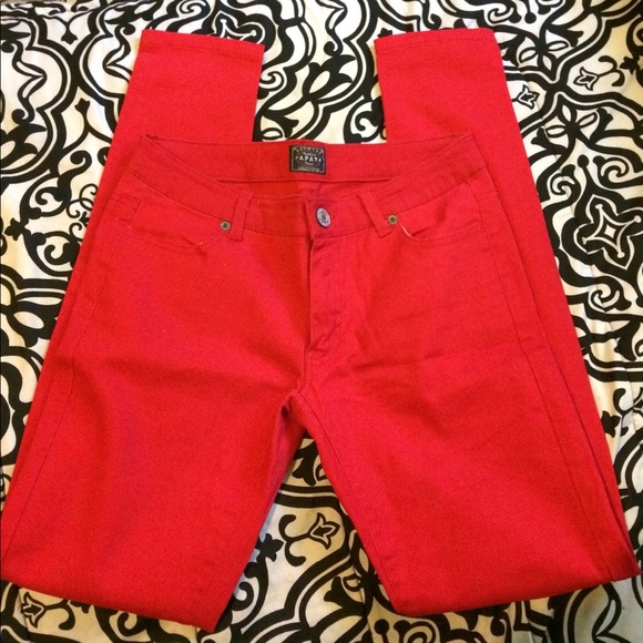 Papaya Red Skinny Jeans - Picture 2 of 3