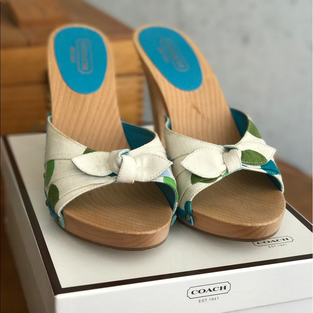 Coach Laverne Polka Dot Wooden Mules