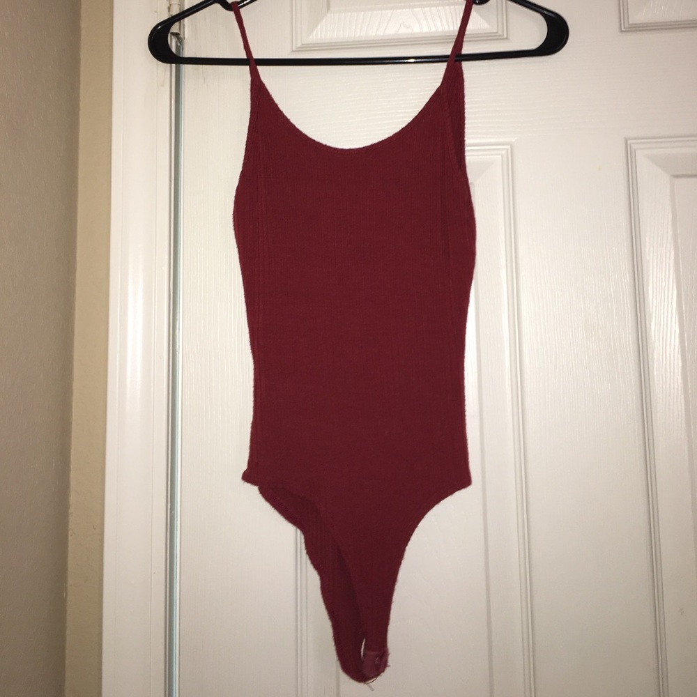 Ribbed red orange body suit