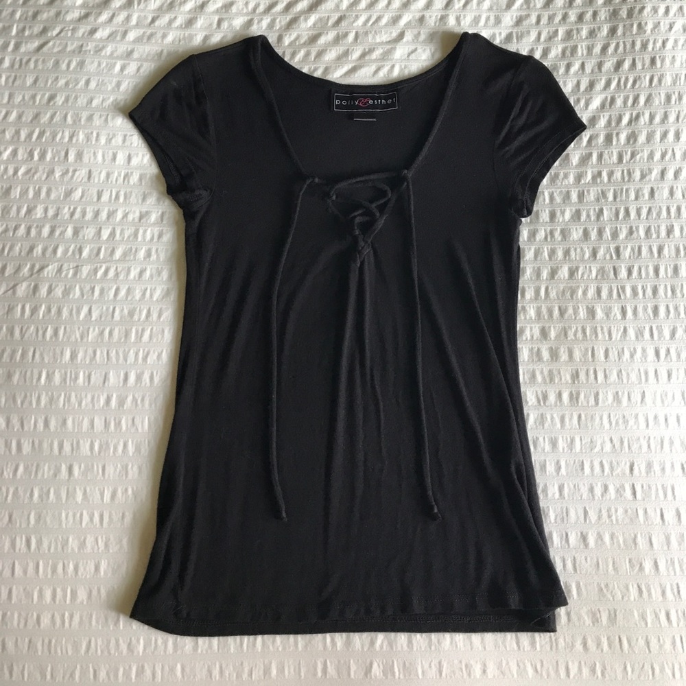 Black Cross String Top