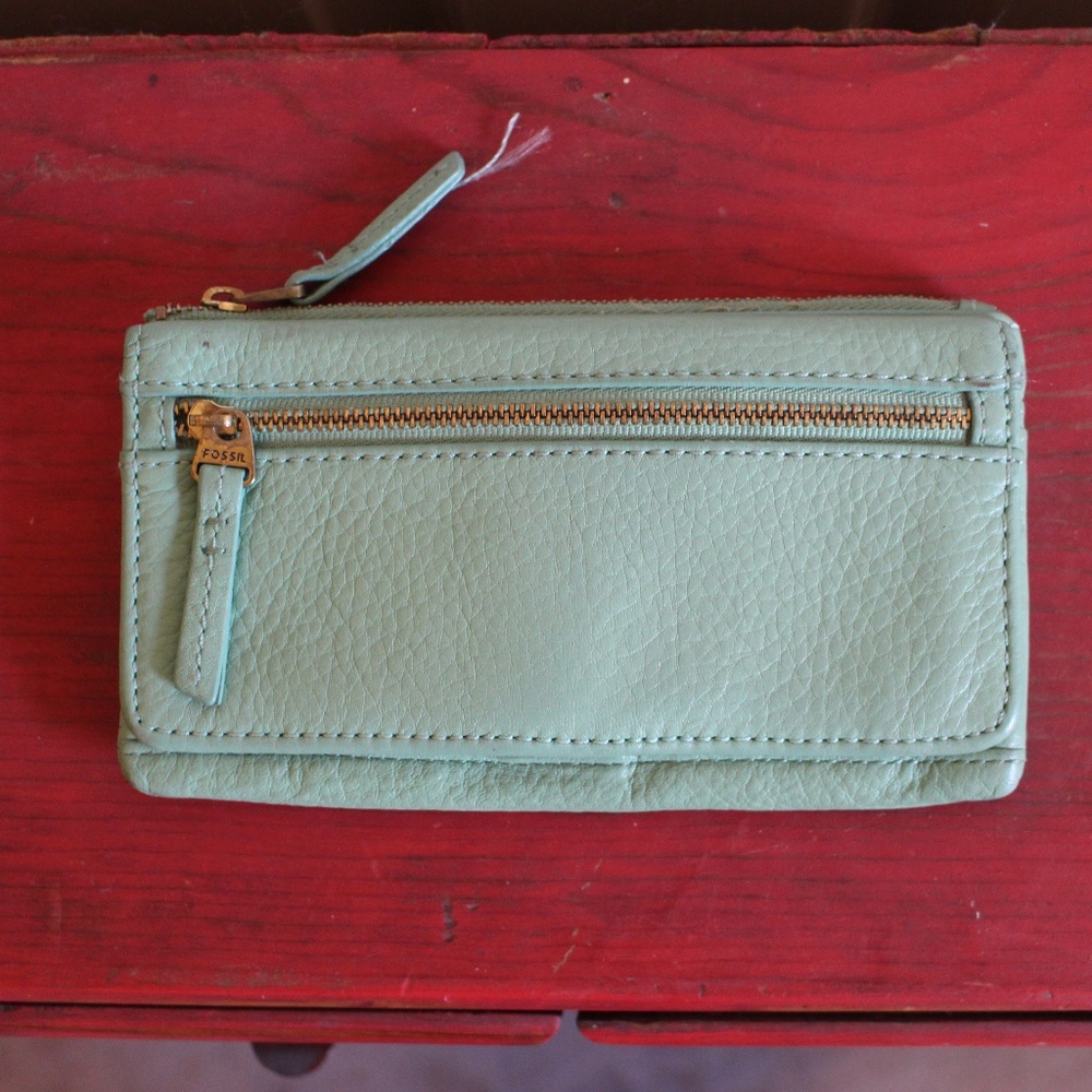 Mint Leather Fossil Wallet