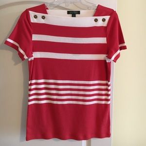 Red and White Striped Top
