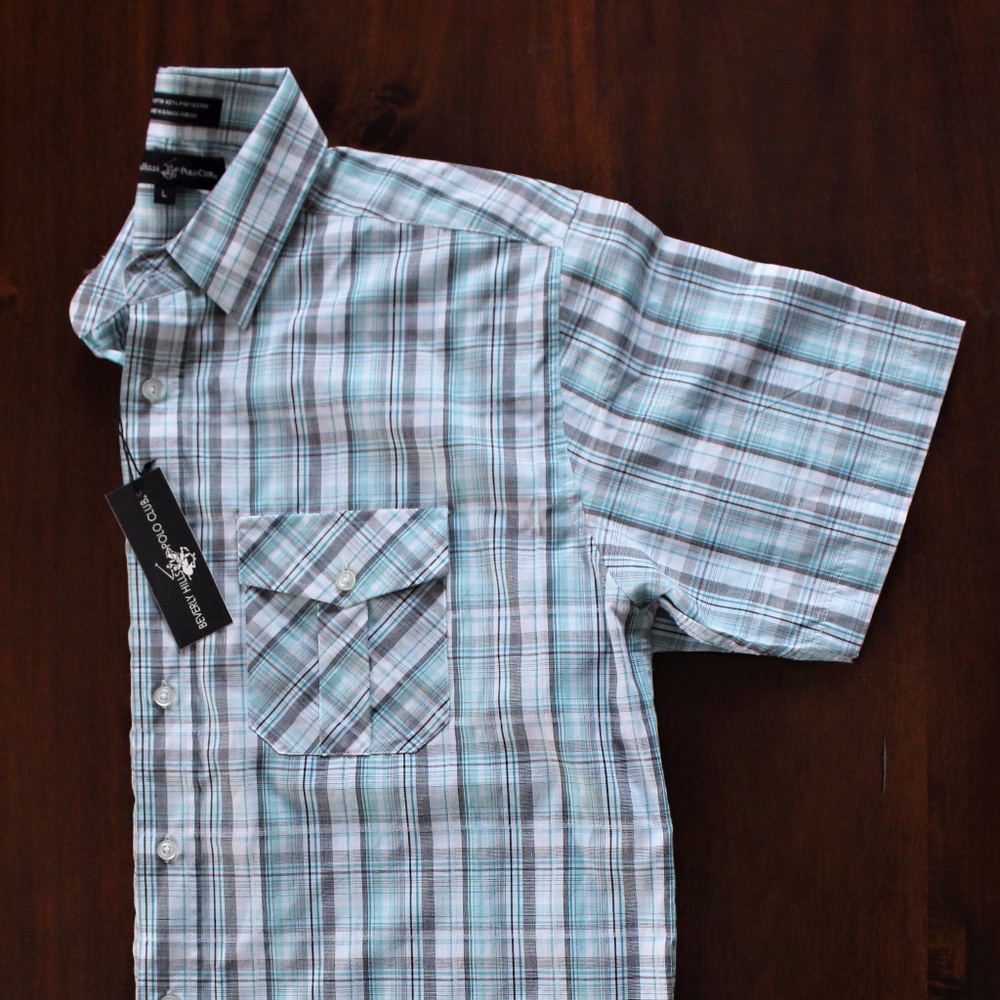 Polo Men's Plaid Short Sleeve Button Up