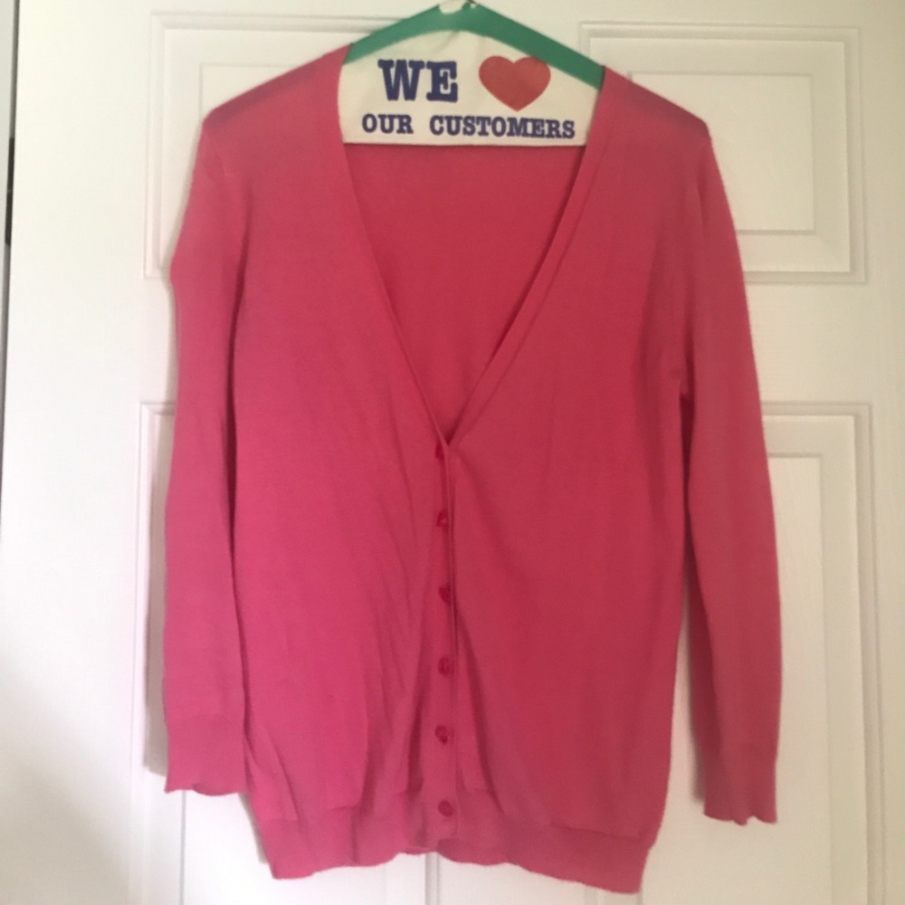 J. Crew pink cardigan with bead buttons