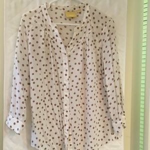 Tan polka dotted blouse