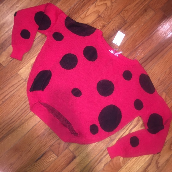 Derek Heart Sweaters - NWT - Polka dot red & black sweater - size M