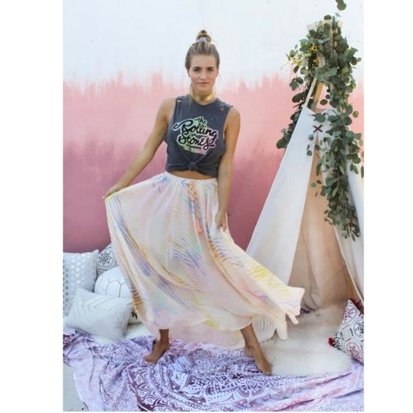 watercolour maxi skirt