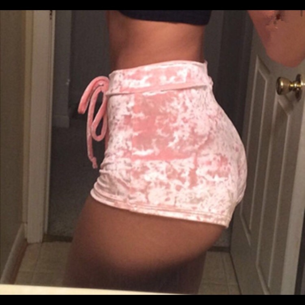 pink velvet shorts