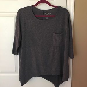 Gray Half-sleeve Plush Sweater