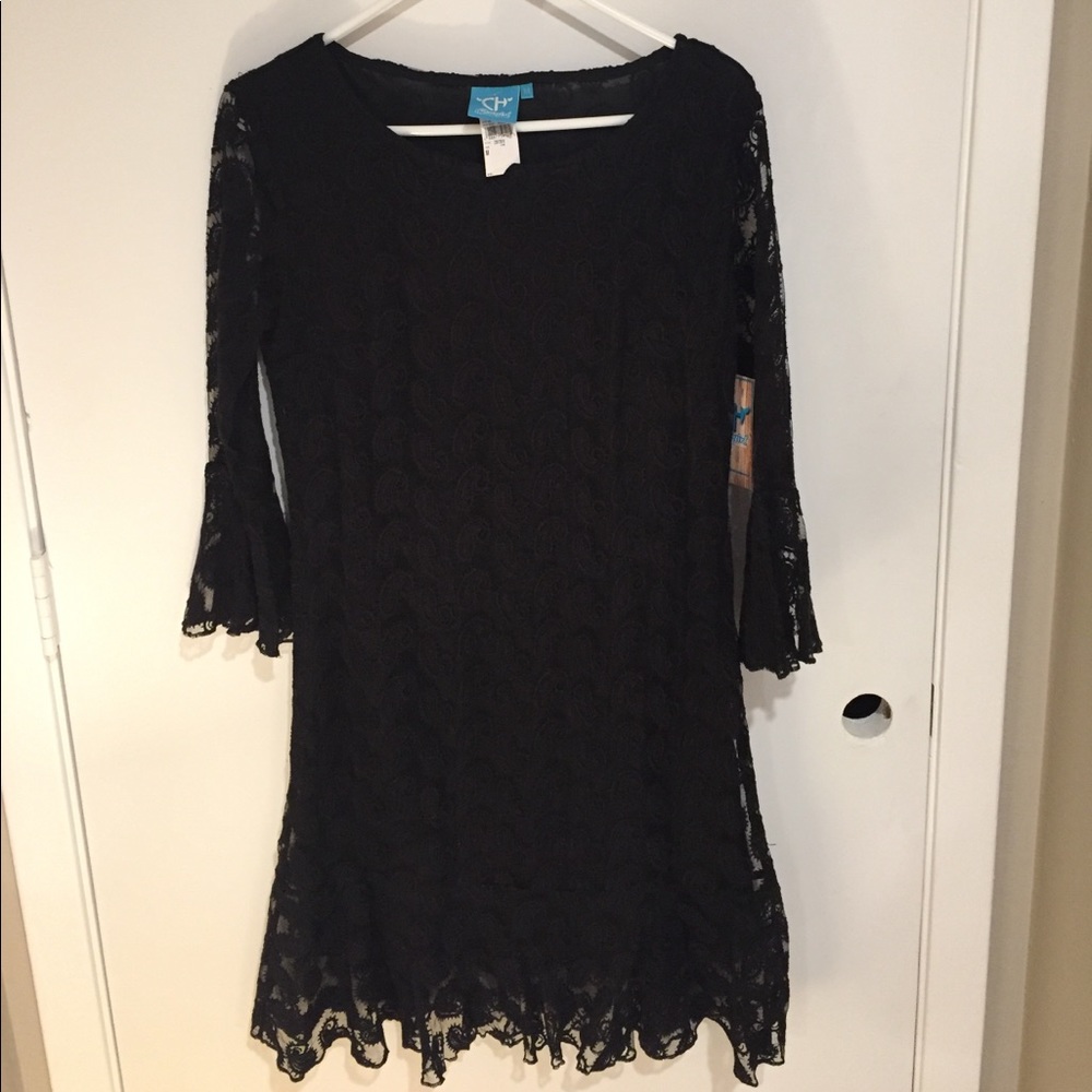 Paisley mesh black dress!