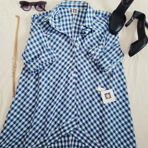 Anne Klein Asymetrical Plaid Tunic