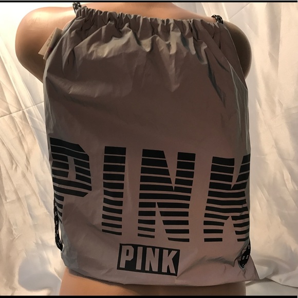 PINK limited release Drawstring Backpack reflectiv - Picture 2 of 3