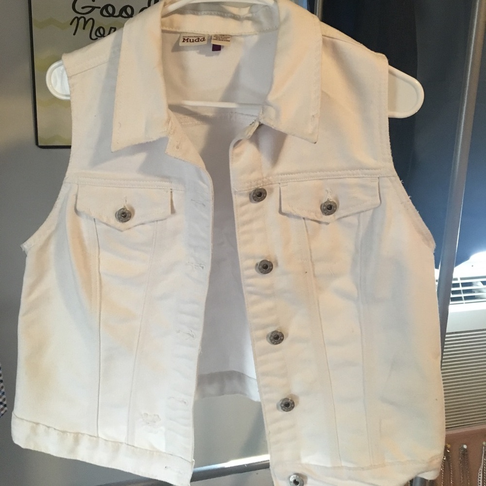 MUDD white jean vest