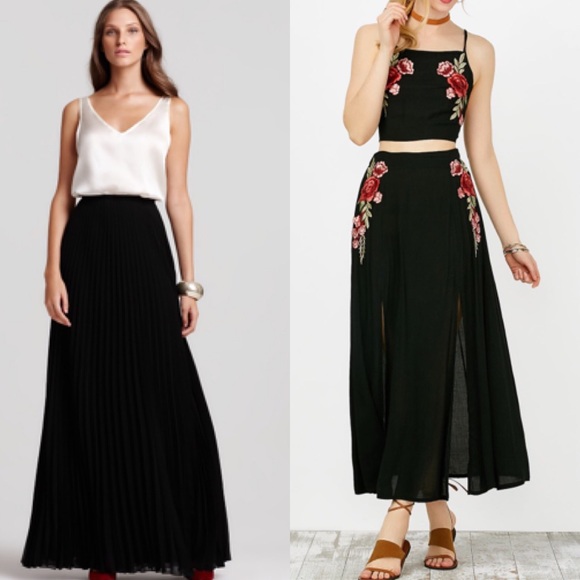 Dresses & Skirts - 5/$25 Embroidered Black Maxi Skirt