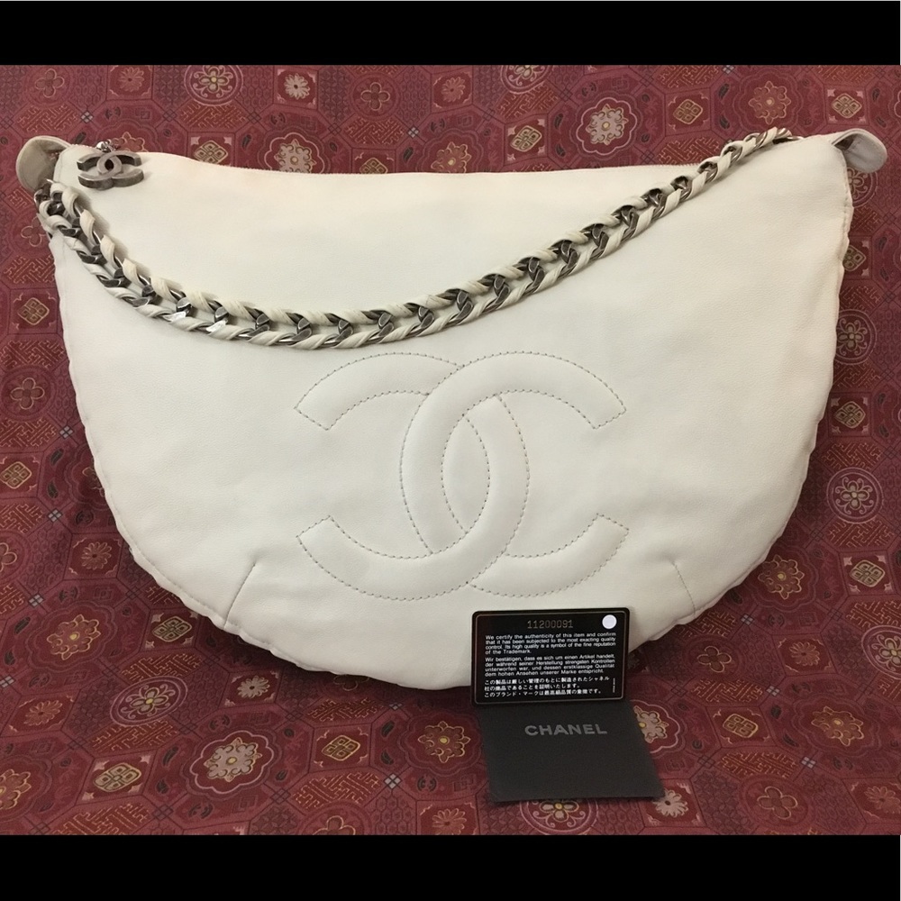 Chanel Chain Hobo Around Shoulder Bag White SOLD