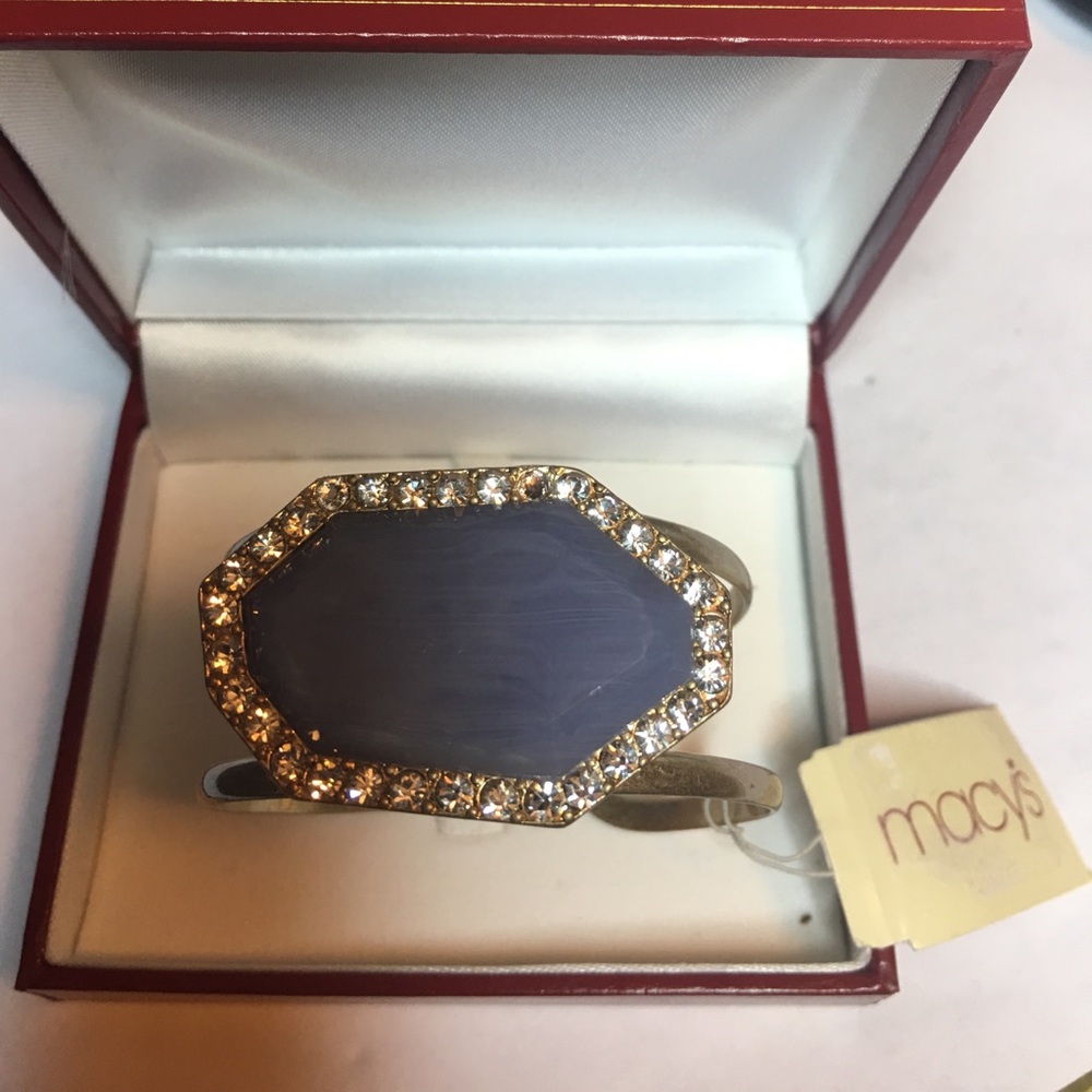 Macy's cuff blue stone color gold