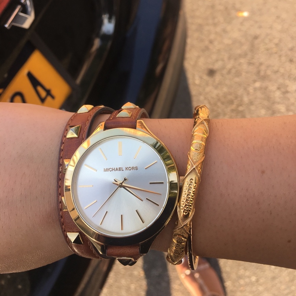 Michael kors wrap around watch bracelet with studs